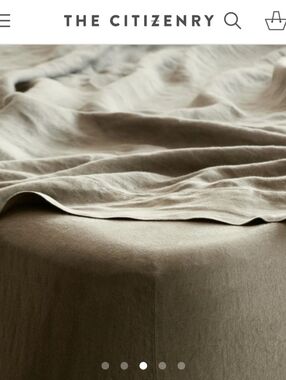 The Citizenry Stonewashed French Linen Green Olive King One Flat Sheet